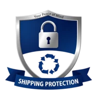 Shipping protection badge with lock and recycle icon for discreet sexdoll delivery and peace of mind