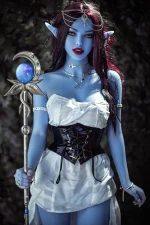 full size sex dolls fantasy elf sorceress with celestial staff and mystical forest atmosphere
