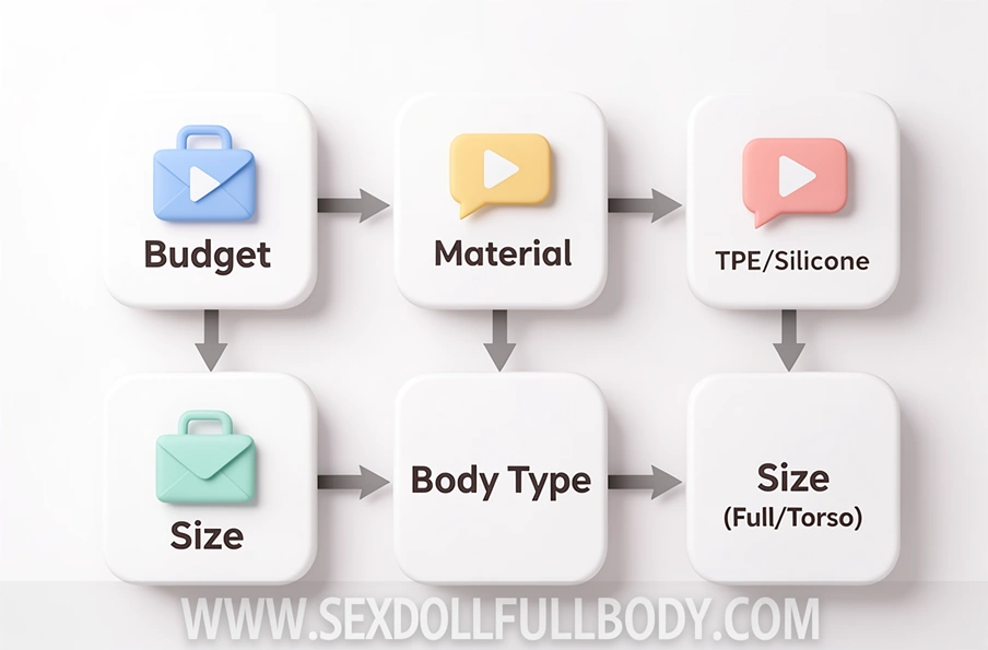 Sex Dolls decision flowchart for choosing based on budget material body type and size