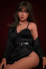 most realistic sex dolls dark chestnut background fantasy elf portrait satin dress cinematic lighting editorial style