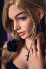 real sex dolls cinematic portrait three-quarter angle purple light dark background studio fashion editorial close-up lighting